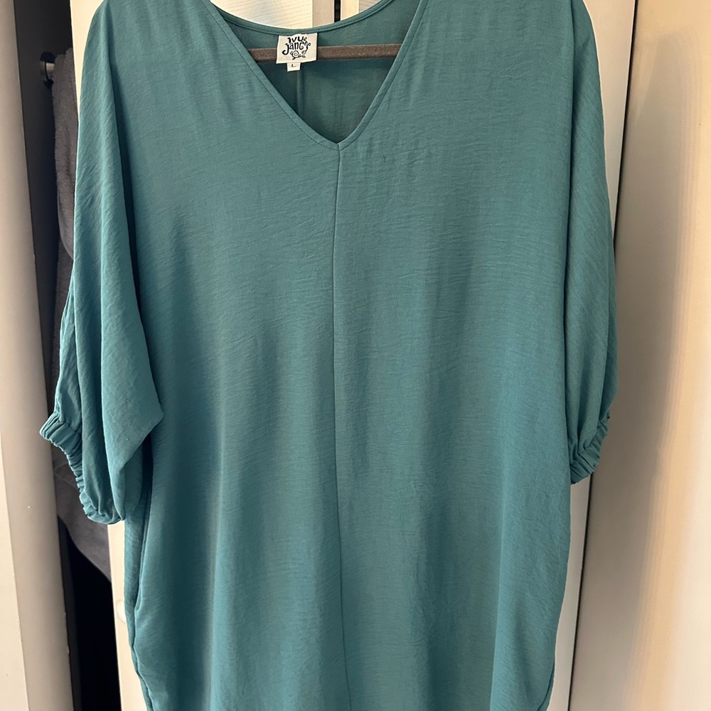 Ivy Jane Green Dolman Sleeve Mini Dress Relaxed Fit